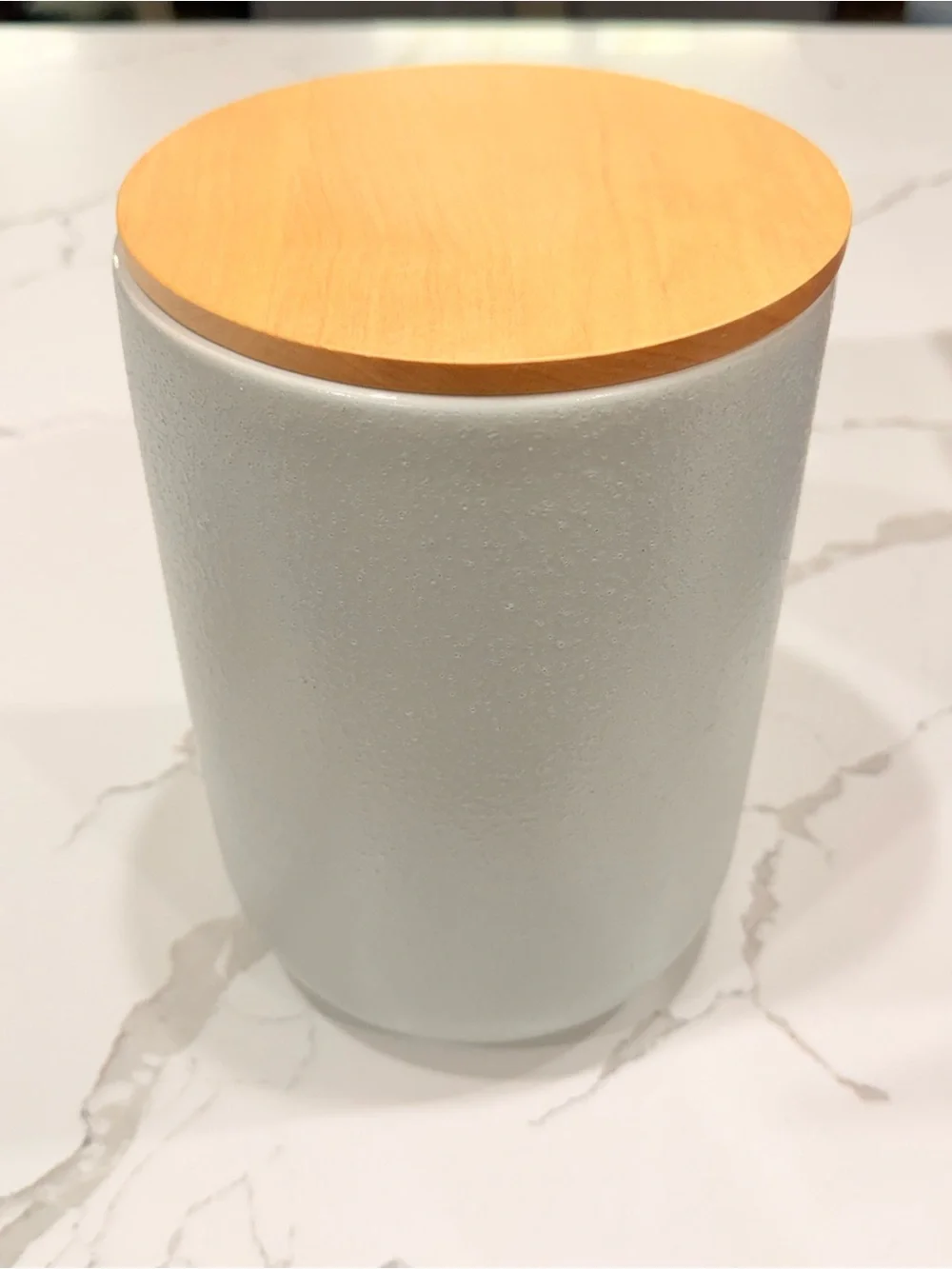 West Elm Aaron Probyn Kaloh Stoneware Ceramic Kitchen Canister Maple Wood Lid